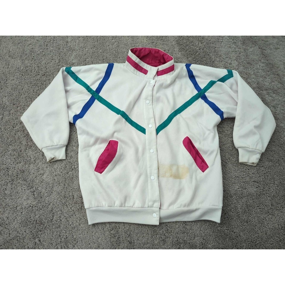Vintage Westside Windbreaker Jacket‎ Womens M Stripes Reversible Retro 80s 90s